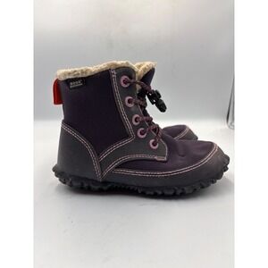 Bogs Skyler Lace Up Snow Boot Purple Insulated Waterproof Faux Fur Kids Sz 12